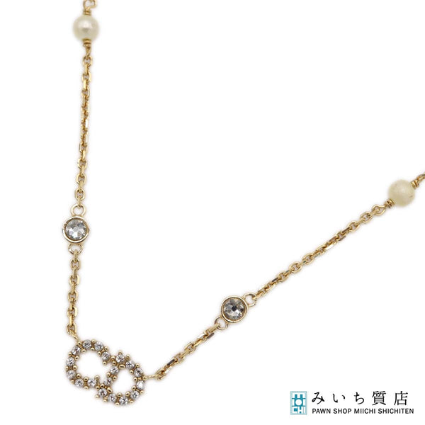 Christian Dior ディオール ネックレス CDロゴ フェイクパール 約4.3g ゴールドカラー アクセサリー 箱有 H20888