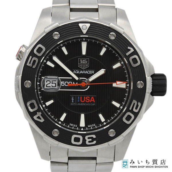 稼働 腕時計 TAG HEUER タグ・ホイヤー アクアレーサー アメリカズカップ記念モデル WAJ2118 自動巻き ケース劣化 22k1-1