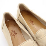 HERMES エルメス パンプス 38 スウェード ホワイト系 レディース 靴 H20374