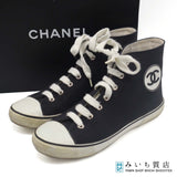 CHANEL シャネル ハイカットスニーカー 37 約23.5cm キャンバス ココマーク 靴 レディース H19647