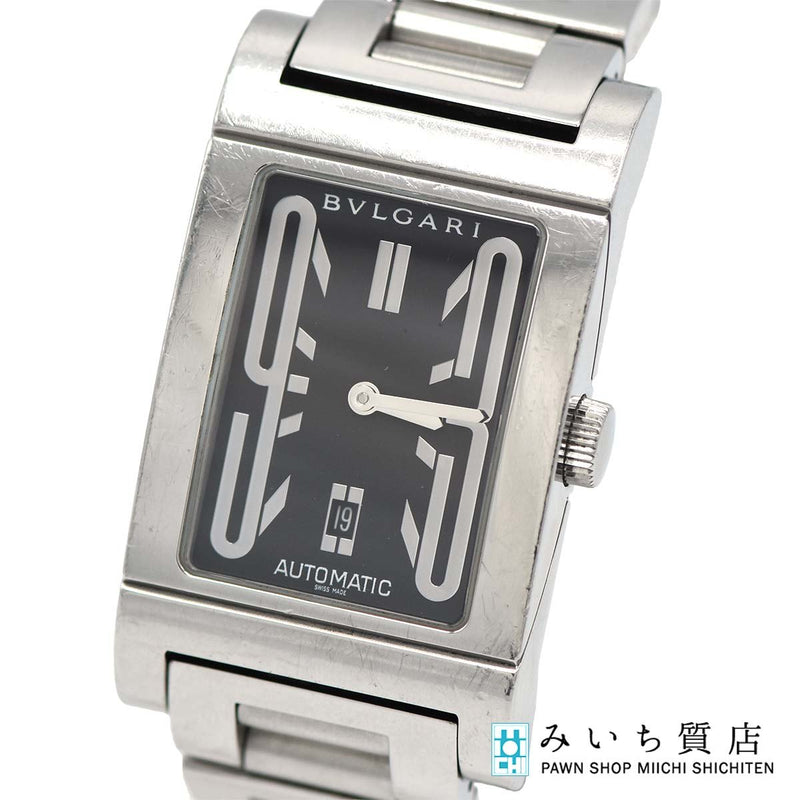 腕時計 稼働 BVLGARI ブルガリ レッタンゴロ RT45S 自動巻き レディース 黒色文字盤 20s544-1