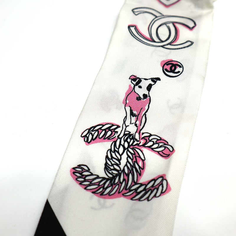 CHANEL シャネル ツイリー 犬 ドッグ柄 ココマーク スカーフ シルク100