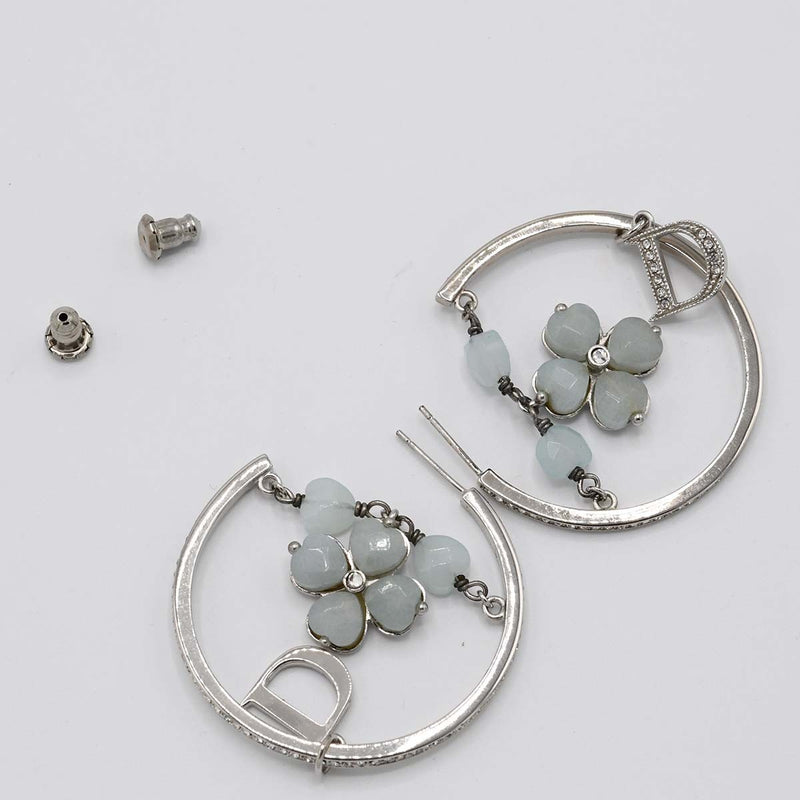 Christian Dior ディオール ピアス フラワー ラインストーン 約13.7g アクセサリー 箱袋 H1789