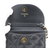 CHANEL シャネル ミニ チェーンウォレット マトラッセ ココマーク 星 キャビアスキン ブラック 箱あり 24k515-5