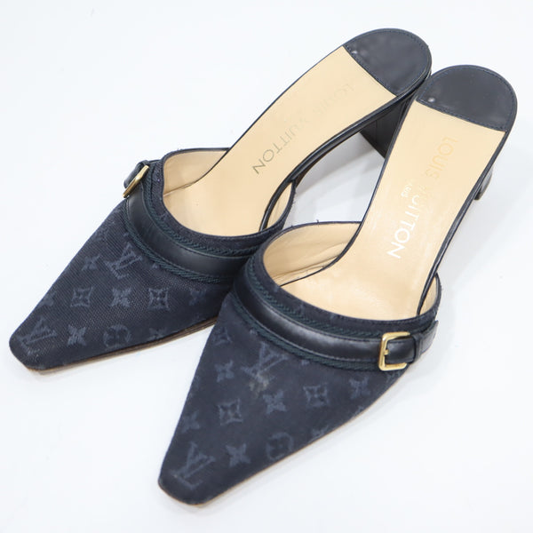 LOUIS VUITTON ルイヴィトン LV ミュール ポインテッド サンダル MA0032 モノグラムミニ ブルー系 レディース 箱有 25k627-16