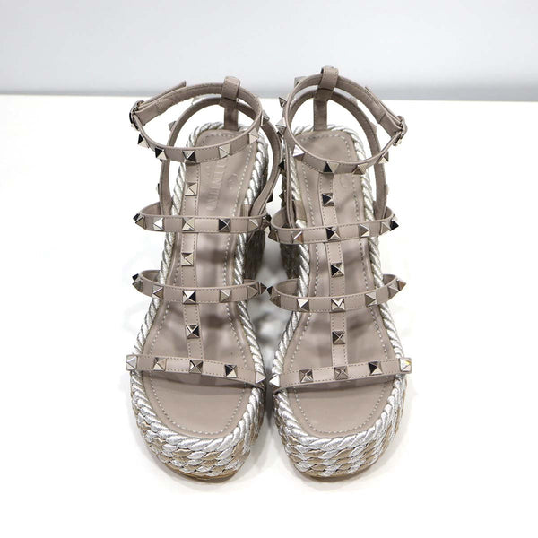 VALENTINO ヴァレンティノ ロックスタッズ ウェッジソール サンダル サイズ37 24cm 箱有 ヴァレンチノ 21s962-1
