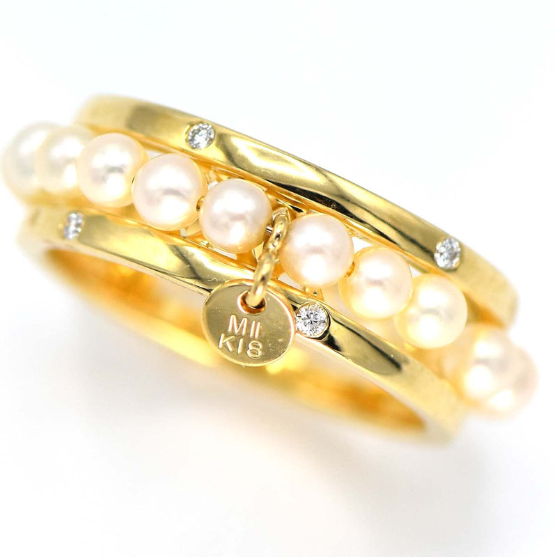 MIKIMOTO ミキモト リング 3点 ペルリータ 13号 ベビーパール 14.5号 真珠 K18 D0.03 アクセサリー M2576-1