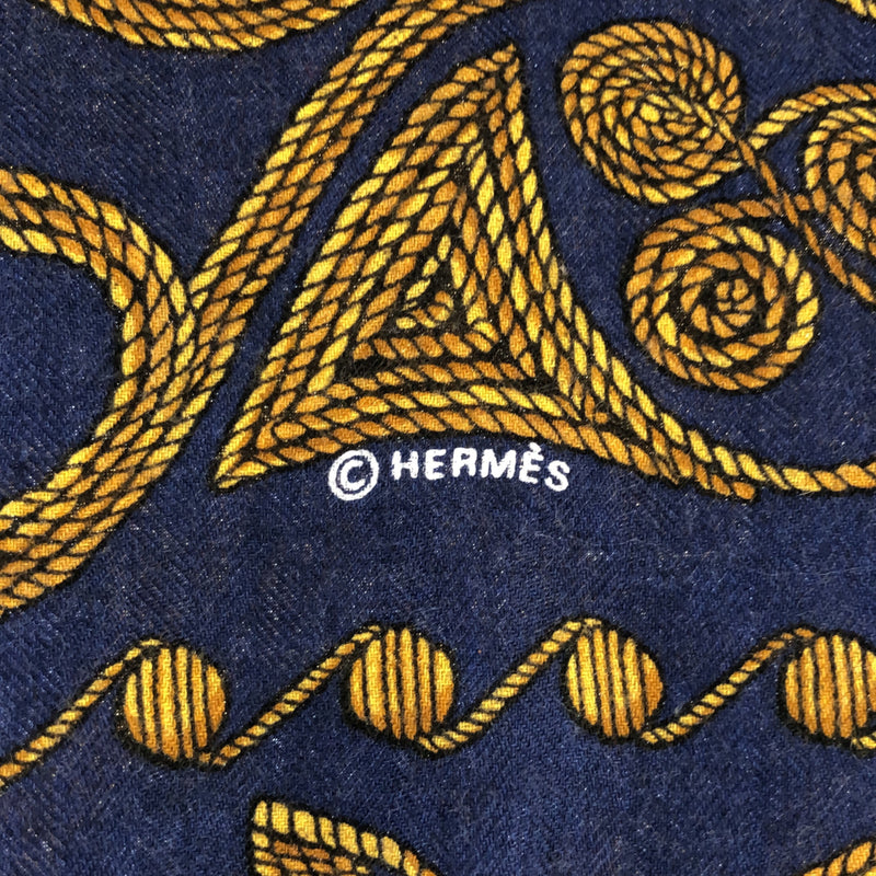 エルメス HERMES カレジェアン 140 ARABESQUES アラベスク 大判 カシミヤ シルク ネイビー レッド eco937