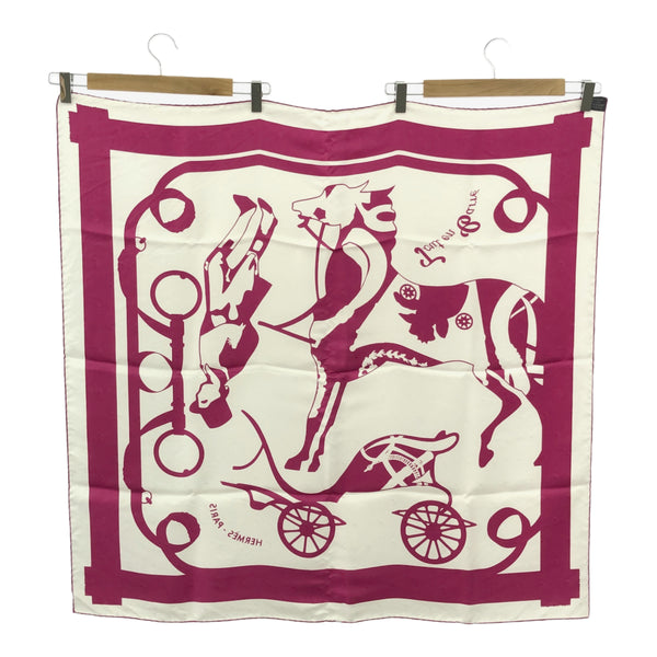 HERMES エルメス スカーフ カレ90  Tout en carre 全てはカレの中に シルク100％ ピンク 箱有 M3733
