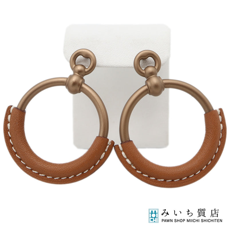HERMES エルメス ピアス ループ PM レザー アクセサリー レディース 箱 