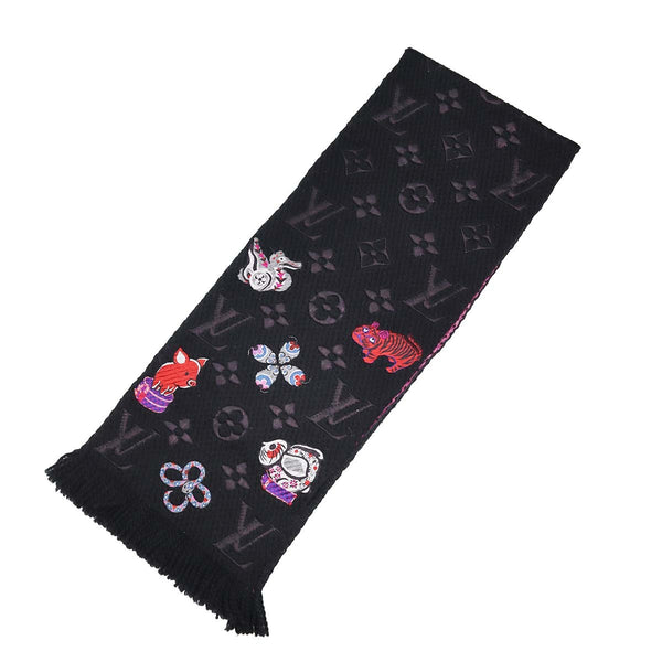 LOUIS VUITTON ルイヴィトン M71578 エシャルプ・ロゴマニア スーパーステイション 干支 マフラー ブラック M4456