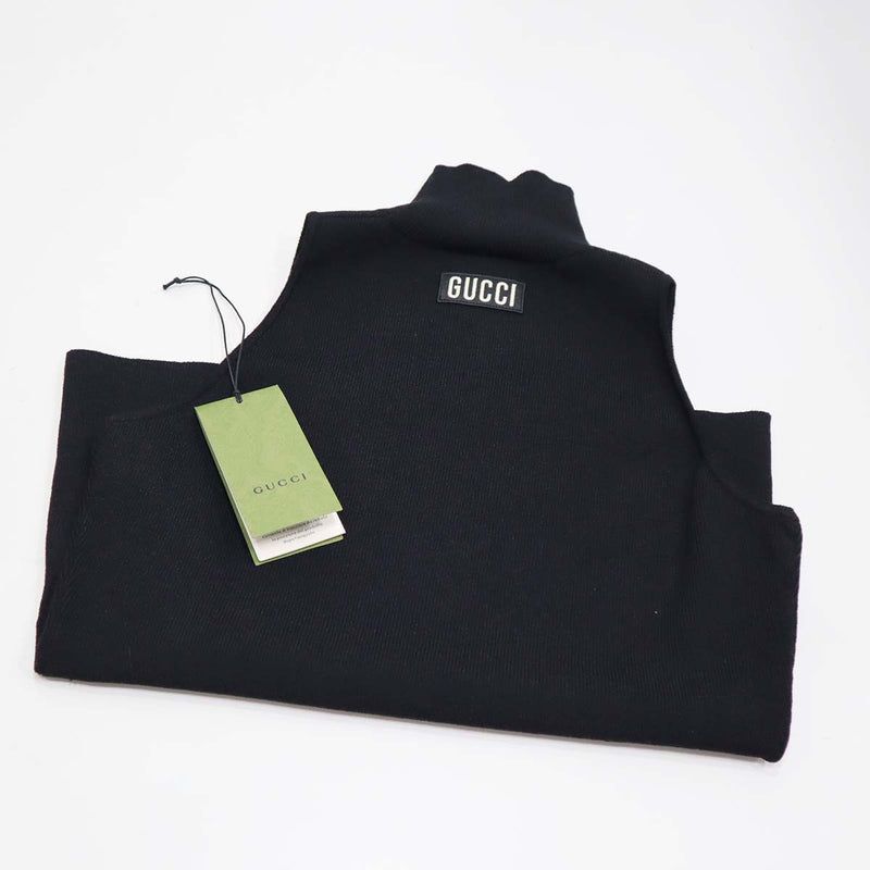 GUCCI グッチ ノースリーブ タートルネック トップス レディース ブラック 黒 サイズL（175/96Y） 25k591-1