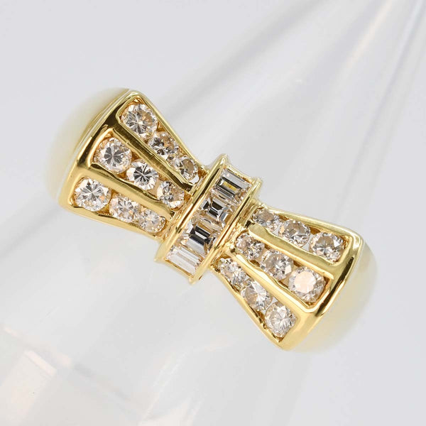 仕上済 Ponte Vecchio ポンテヴェキオ PV リング 15号 リボン アクセサリー 18K D0.53 約5.3g H615