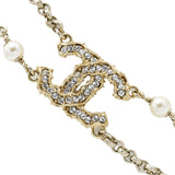 CHANEL シャネル 二連ネックレス C20 ココマーク フェイクパール ラインストーン レディース アクセサリー 箱有 H16376