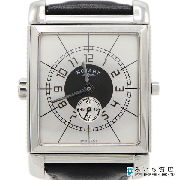 ROTARY箱付き 長方形ケース 時計 シルバー/ブラック ROTARY箱付き 長方形ケース 時計 シルバー/ブラック ROTARY箱