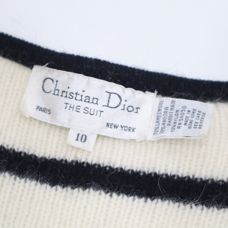 Christian Dior THE SUIT ディオール RN54050 カーディガン ボーダー アウター ラムウール 10サイズ レディース H20686