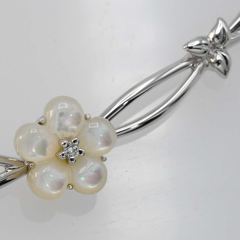 仕上げ済 TASAKI ネックレス K18WG サファイア ガーネット D0.25 シェル イチゴモチーフ54.0g 箱・鑑有 eco942