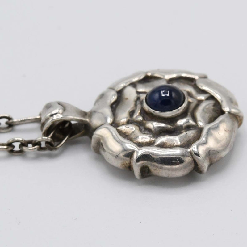 GEORG JENSEN ジョージジェンセン ネックレス バースペンダント サファイア 9月シルバー 925 約14.8g ペンダントトップ アクセサリー 箱有 ok1343