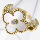 仕上済 VanCleef&Arpels ヴァンクリーフ&アーペル リング 指輪 ヴィンテージ アルハンブラ ダイヤ シェル #51 18KT D0.06 約10.5号 7.8g H17079