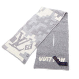 LOUIS VUITTON ルイヴィトン LV マフラー M93391 ウール混 グレー×ホワイト 箱有 25s1337-4