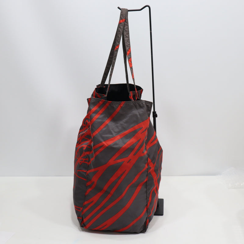 PRADA プラダ トートバッグ ナイロン 総柄 三角ロゴ レッド グレー 鞄 H18173