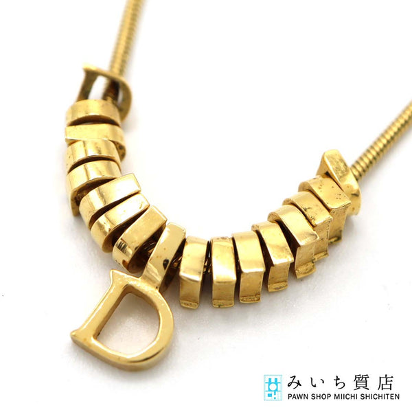 Christian Dior ディオール ネックレス Dモチーフ ゴールドカラー 約7.3g アクセサリー 袋 M1509-1