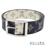 LOUIS VUITTON ルイヴィトン MP010T ベルト チャップマンブラザーズ モノグラムサバンナ サンチュール リヴェルソ 紺×白 袋 J291