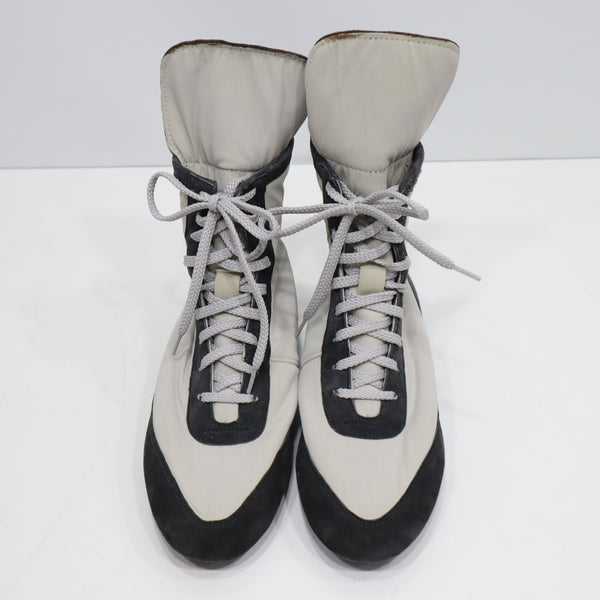 CHANEL シャネル 735 ボクシングシューズ ハイカット キャンバス スニーカー シューズ スエード 靴 グレー 36サイズ 箱有 H19646