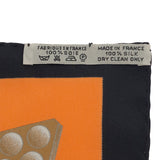 HERMES エルメス カレ90 L’OR DES CHEFS 首長達の金 シルク100％ ブラック系 オレンジ系 服飾小物 箱有 25s78-1