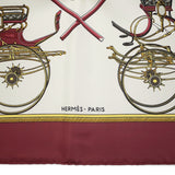 HERMES エルメス カレ90 LES VOITURES A TRANSFORMATION 折り畳み式幌の馬車 スカーフ ボルドー系 箱 H23951