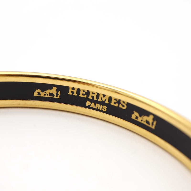 HERMES エルメス エマイユPM 七宝焼き ブレスレット バングル レディース アクセサリー ゴールド色×ブラック k581