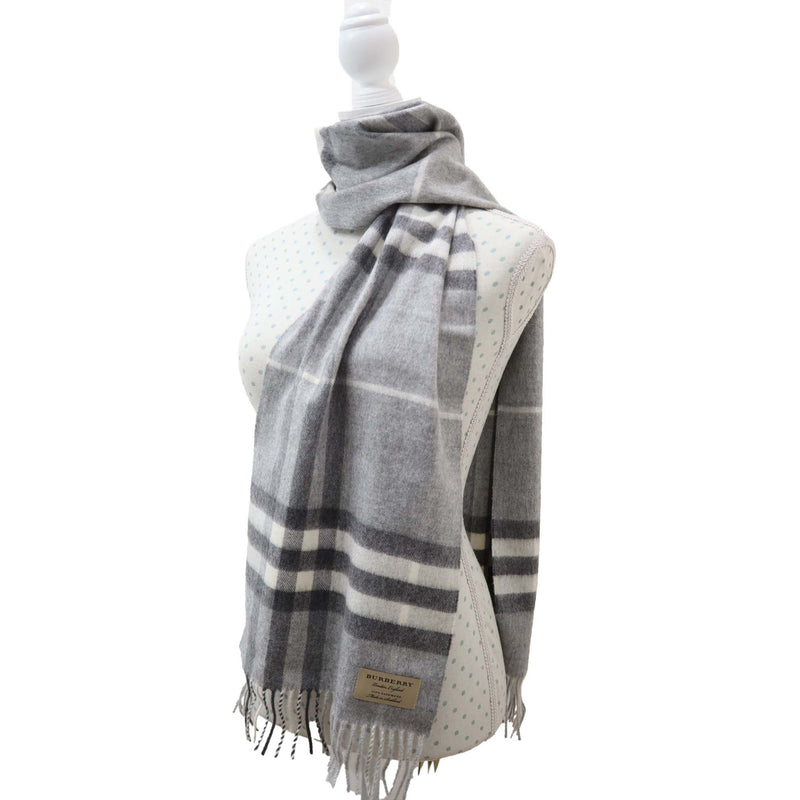 未使用 BURBERRY バーバリー マフラー 3994165 カシミア100％ ペールグレーチェック 服飾小物 箱あり H18561-1