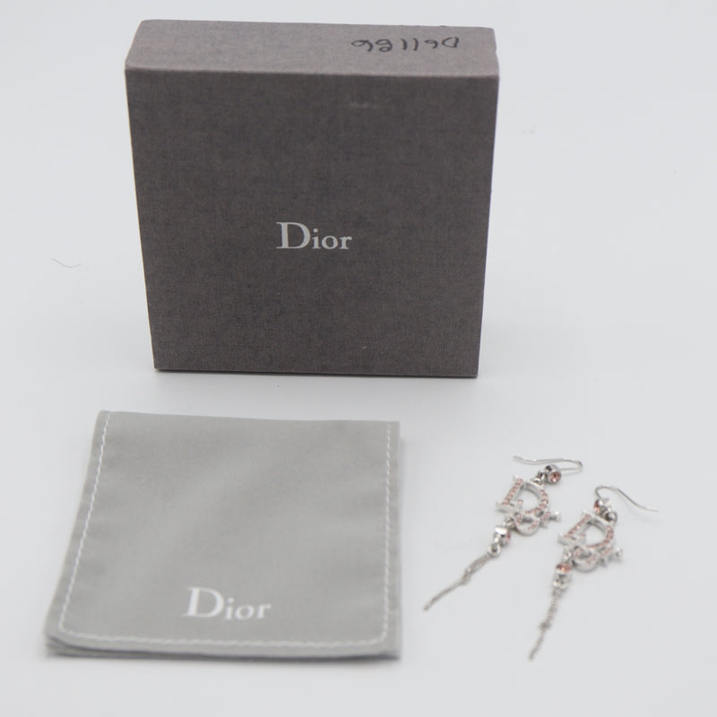 Christian Dior ディオール ピアス ラインストーン シルバーカラー アクセサリー 箱有 H2216