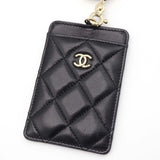 CHANEL シャネル カードケース パスケース マトラッセ ネックストラップ ブラック系 箱有 M3757