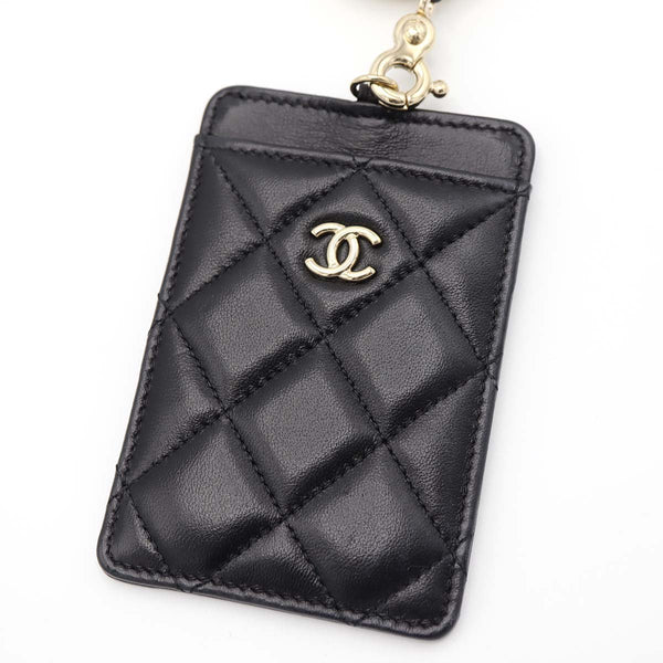 CHANEL シャネル カードケース パスケース マトラッセ ネックストラップ ブラック系 箱有 M3757