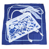 HERMES エルメス カレ70 PLASE,CHECK-IN プリーズ チェックイン スカーフ シルク100 ブルー H22785