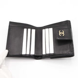 CHANEL シャネル 財布 アイコン ラムスキン 二つ折り 型押し Wホック ココマーク 黒 8番代 ギャラあり H18894