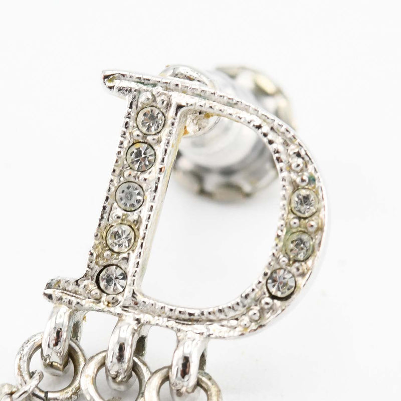 Christian Dior クリスチャンディオール ピアス ロゴ ラインストーン 重量約4.8g シルバーカラー レディース アクセサリー H2679
