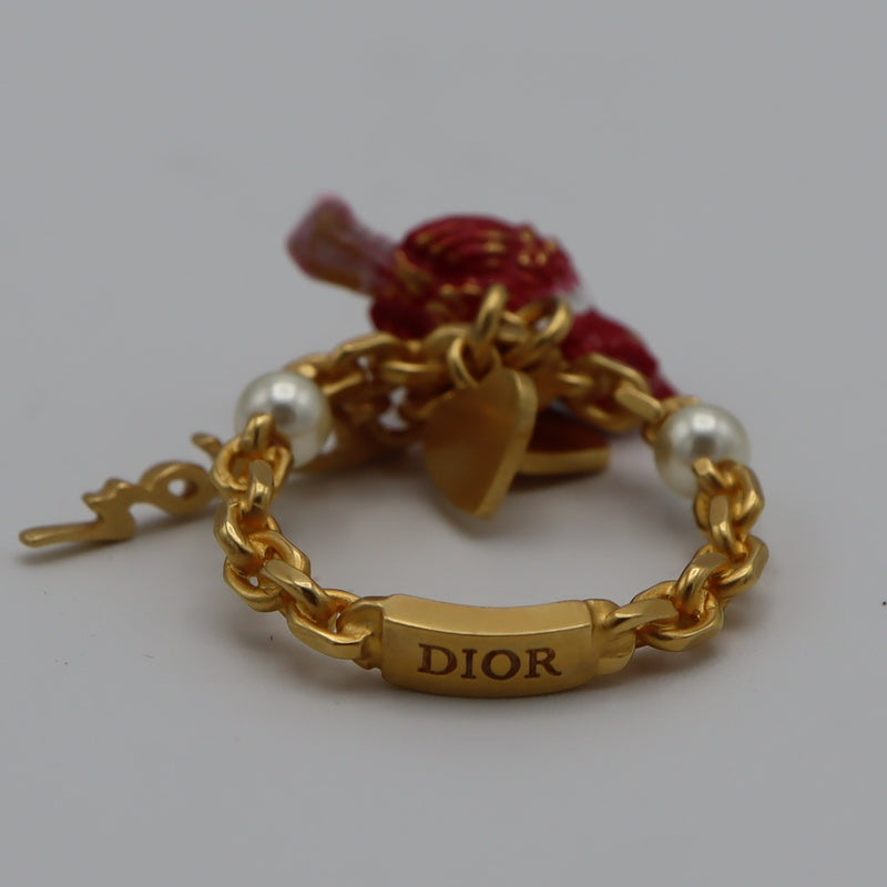 Christian Dior ディオール リング 鳥チャーム  M 13.5号 約6.6g ゴールドカラー アクセサリー H12094