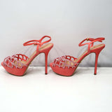 Sergio Rossi セルジオロッシ ピンヒール 37 23.5cm マーメイド ラインストーン ピンク レディース 箱袋有 H8339