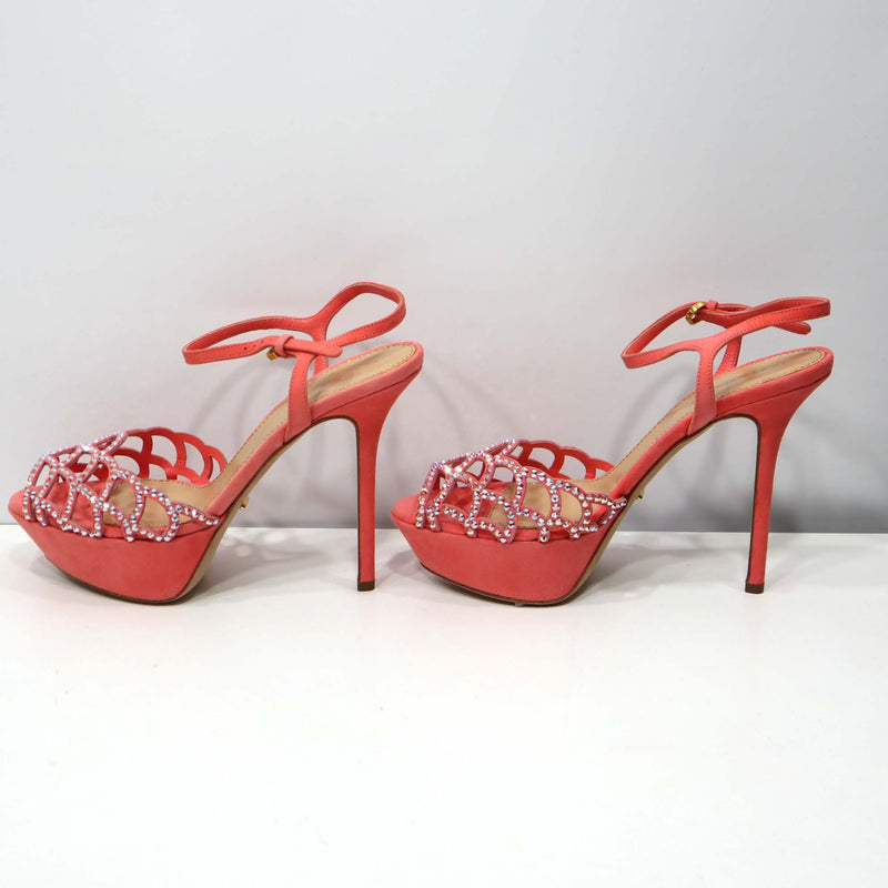 Sergio Rossi セルジオロッシ ピンヒール 37 23.5cm マーメイド ラインストーン ピンク レディース 箱袋有 H8339