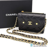 CHANEL シャネル ミニ チェーンウォレット マトラッセ ココマーク 星 キャビアスキン ブラック 箱あり 24k515-5