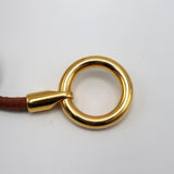 HERMES エルメス グレナン 二重巻き ブレスレット ゴールド金具 ブラウン GP レザー アクセサリー