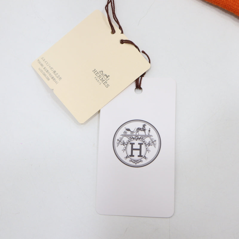 未使用 HERMES エルメス ミニタオル ハンカチ オレンジ コットン 箱有 25k627-15