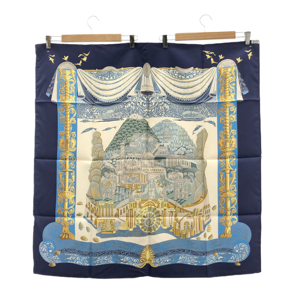 HERMES エルメス スカーフ カレ90 L'ATLANTIDE アトランティス大陸 シルク100％ ブルー系 服飾小物 ok1140
