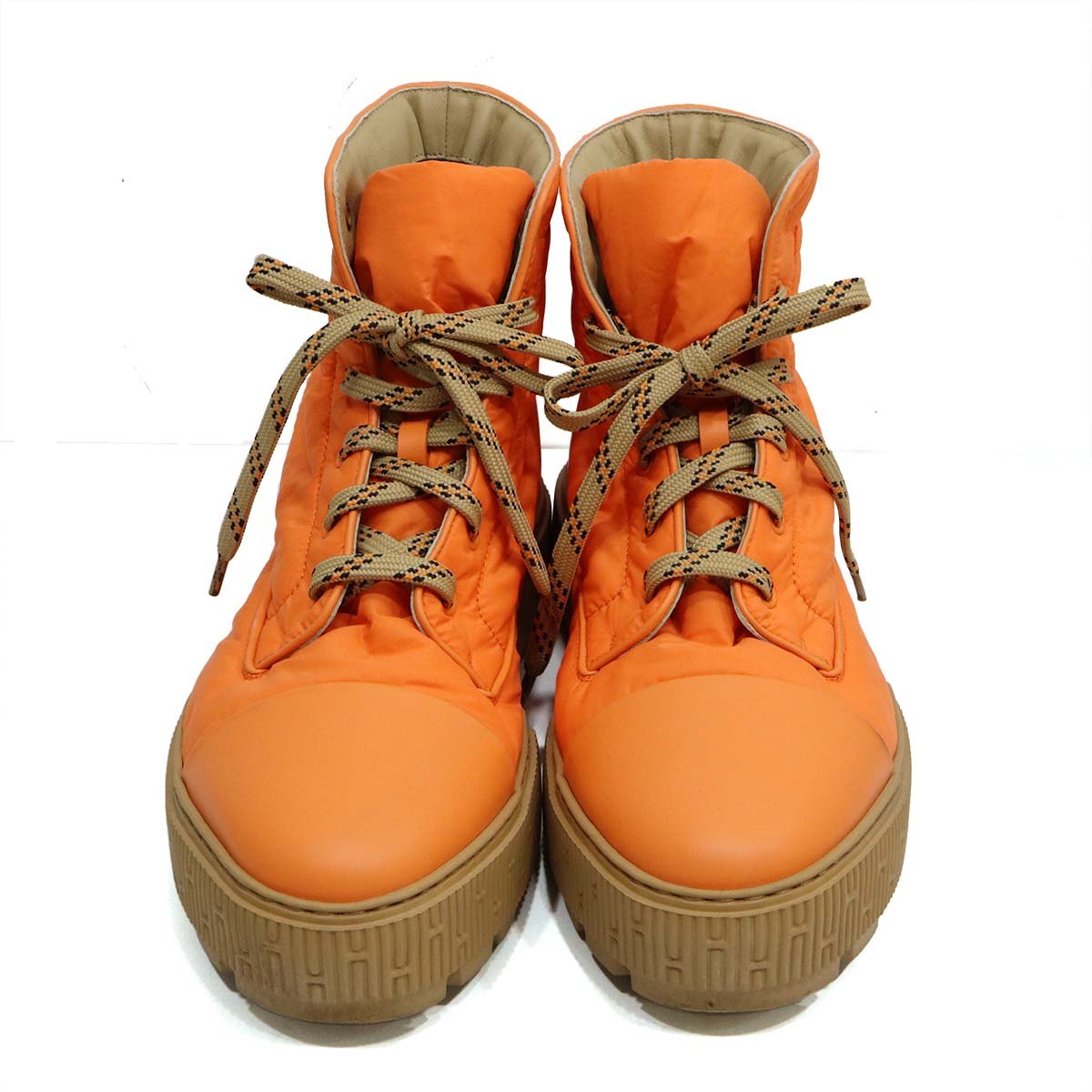 HERMES fresh フレッシュ ブーツ レザー ナイロン エルメス HERMES エルメス フレッシュ ナイロン レザー レースアップ ショート