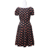 PRADA プラダ ワンピース kiss リップ柄 2way ショートスリーブ オフショル 黒×赤 サイズ38 レディース 服 J40