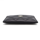 CHANEL シャネル クラシック カードケース マトラッセ ココマーク ラムスキン ブラック 名刺入れ H21029