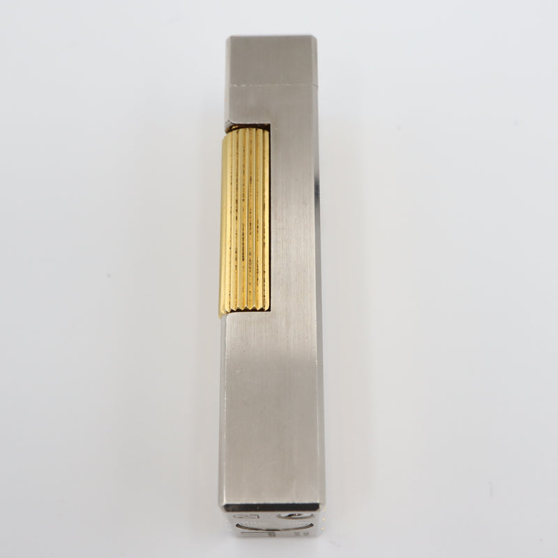 着火未確認 dunhill ダンヒル ライター ローラー式 シルバー×ゴールド ライン ストライプ ビンテージ 喫煙具 コレクション H1884