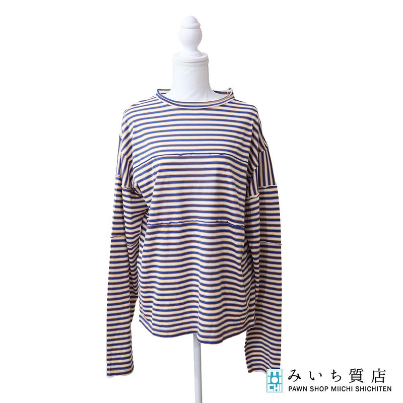 MARNI マルニ シャツ ロングTシャツ サイズ48 ボーダー ブルー オレンジ 服 25k860-2